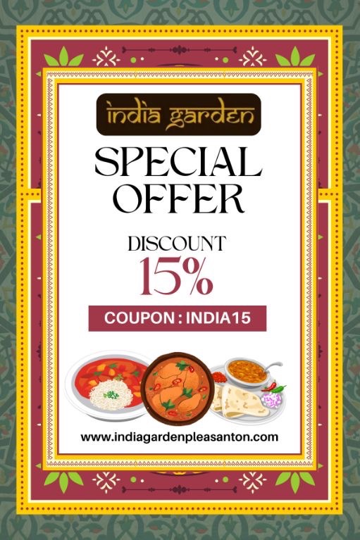 India Garden Special Offer — 15% discount with coupon code INDIA15.